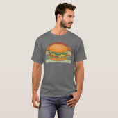 Burger Cheeseburger Hamburger Fast Food Retro vint Tシャツ (正面フル)