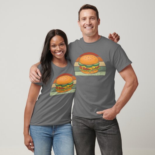 Burger Cheeseburger Hamburger Fast Food Retro vint Tシャツ (ユニセックス)