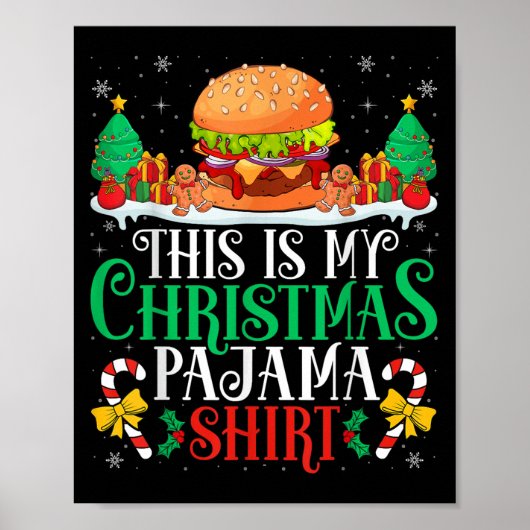 Burger Christmas Pajama Shirt Burger Lover Xmas Pa ポスター (正面)