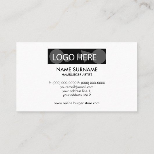 Burger Fast Food Photo 名刺 (裏面)