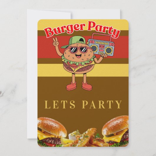 Burger Party Themed Invitation 招待状 (裏面)