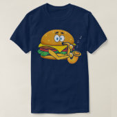 Burger Playing Saxophone, Saxophonist Player Jazz Tシャツ (デザイン正面)