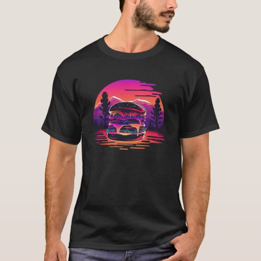 Burger with a Nostalgic 80s Retrowave Aesthetic Tシャツ (正面)