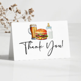 Burgers Brews and Diapers Too! Baby Shower サンキューカード