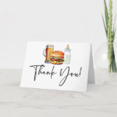 Burgers Brews and Diapers Too! Baby Shower サンキューカード (正面)