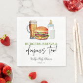 Burgers Brews and Diapers Too! Baby Shower スタンダードランチョンナプキン (インサイチュ)
