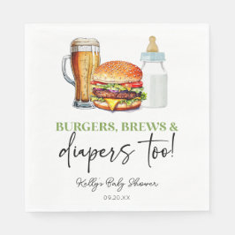Burgers Brews and Diapers Too! Baby Shower スタンダードランチョンナプキン