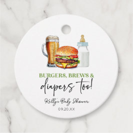 Burgers Brews and Diapers Too! Baby Shower フェイバータグ
