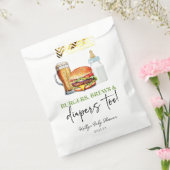Burgers Brews and Diapers Too! Baby Shower フェイバーバッグ (封をした状態)