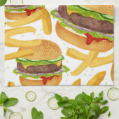 Burgers & Fries キッチンタオル (折り畳み)