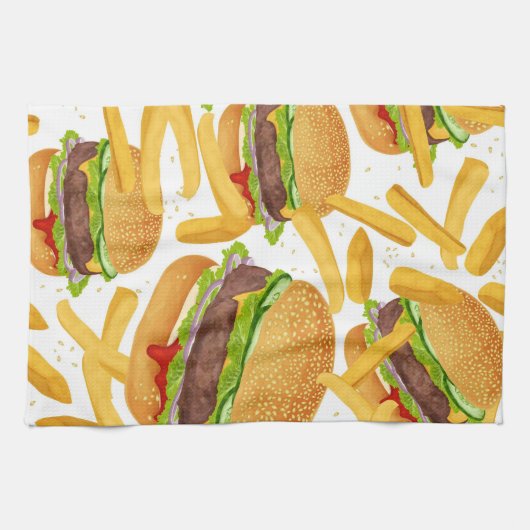 Burgers & Fries キッチンタオル (横)