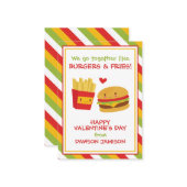 Burgers & Fries Valentine's Classroomカード ノートカード (正面/裏面インサイチュ)