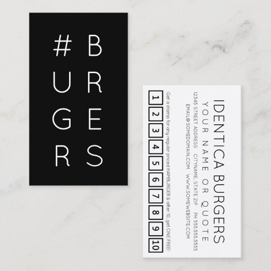 #BURGERS hashtagロイヤリティパンチカード ロイヤリティカード (正面/裏面)