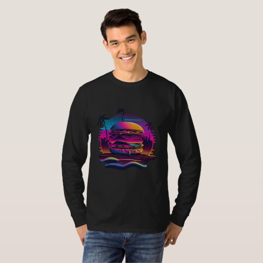 Burgers Synthwave 80s Retrowave Aesthetic 1 Tシャツ (正面フル)