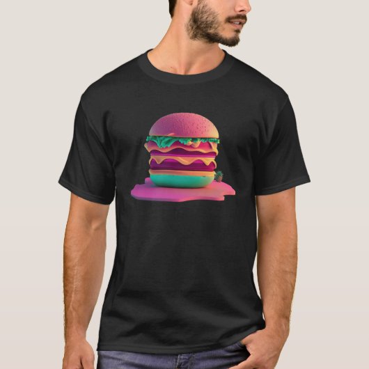 Burgers Vaporwave Retrowave Aesthetic 1 Tシャツ (正面)