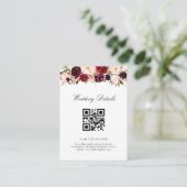 burgundyおよび赤面またはコードの結婚詳細カード エンクロージャーカード (スタンド正面)