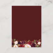 burgundyおよび赤面またはコードの結婚詳細カード エンクロージャーカード (裏面)