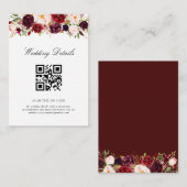burgundyおよび赤面またはコードの結婚詳細カード エンクロージャーカード (正面/裏面)