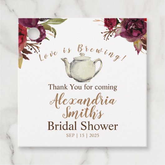 Burgundyお茶のシャワー来をありがとう フェイバータグ (正面)