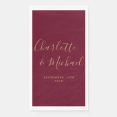 Burgundyと金ゴールドのシグネチャー結婚スクリプト (正面)