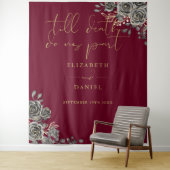 Burgundyと金ゴールドゴシックフローラの結婚写真の支柱 タペストリー (インサイチュ)