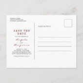 Burgundyと金ゴールドフローラ日付写真を保存 案内ポストカード (裏面)