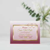 Burgundyと金ゴールド日付はがきを保存 案内ポストカード (スタンド正面)