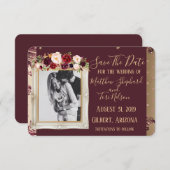 Burgundyと金ゴールド日付を保存(空白の背面) セーブザデート (正面/裏面)