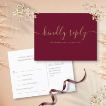 Burgundyと金ゴールド曲のリクエストRSVPポストカード