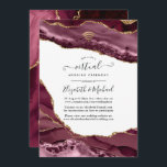 Burgundyと金ゴールドAgate Online Virtual 結婚's 招待状<br><div class="desc">バーグンディとフェイク金ゴールドグリッターは、オンラインの長距離仮想結婚的な式の招待を行う石の上には、あなたのイベントの仕様にカスタマイズ可能な手書きエレガントタイポグラフィを持つ。</div>