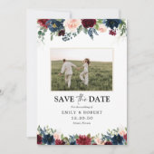 BurgundyとNavyが写真カードで日付を保存 セーブザデート (正面)