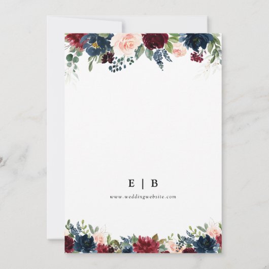 BurgundyとNavyが写真カードで日付を保存 セーブザデート (裏面)