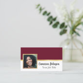 Burgundyのエレガント脚本と金ゴールド付き写真 名刺 (スタンド正面)