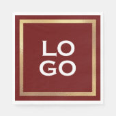 Burgundyのカスタム金ゴールドフレームを含む会社のロゴ スタンダードランチョンナプキン (正面)