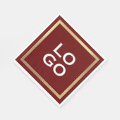 Burgundyのカスタム金ゴールドフレームを含む会社のロゴ スタンダードランチョンナプキン (角)