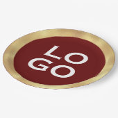 Burgundyのカスタム金ゴールドフレームを含む会社のロゴ ペーパープレート (アングル)