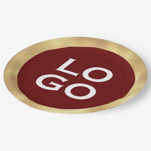 Burgundyのカスタム金ゴールドフレームを含む会社のロゴ ペーパープレート (アングル)