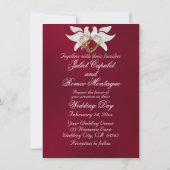 Burgundyのドーム、ハート、葉金ゴールド。 招待状 (裏面)