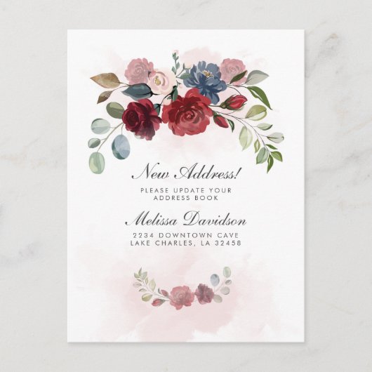 Burgundyのフローラを移動する告知 ポストカード (正面)