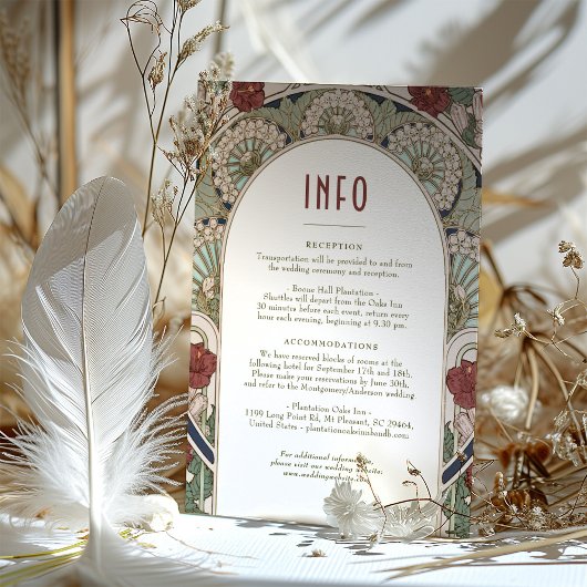 Burgundyの結婚Insert INFOヴィンテージアールヌーボー 招待状