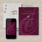 Burgundyアンパサンド文字結婚書の 招待状