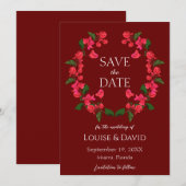 Burgundyウェディング日付カードを保存 招待状 (正面/裏面)