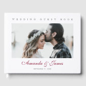 Burgundyエレガントスクリプカスタムトフォト結婚ズ ゲストブック (正面)