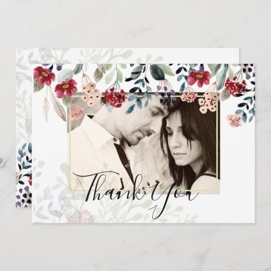 Burgundyエレガントフローラ写真コラージュ (正面/裏面)