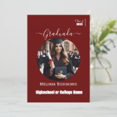 Burgundyエレガント写真卒業スペインの 案内状 (スタンド正面)