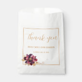 Burgundyエレガント金ゴールドフローラスクリプ結婚ト フェイバーバッグ (正面)