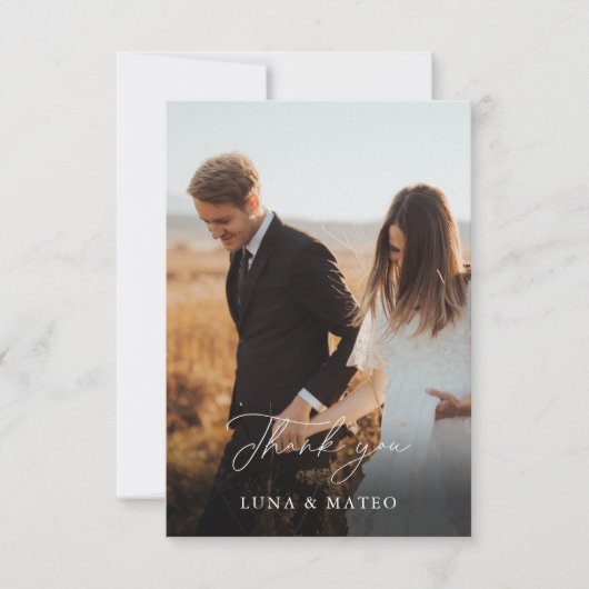 Burgundyエレガント Flower Photo結婚's Thank you サンキューカード (正面)