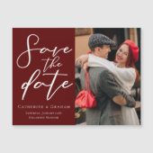 Burgundyエレガント Photo日付のマグネットカードを保存 (正面)