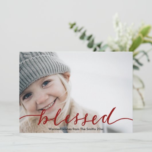 Burgundyエレガント Redスクリプ賛美トシンプル写真 シーズンカード (スタンド正面)