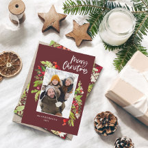 Burgundyクリスマスの葉の素朴な1写真